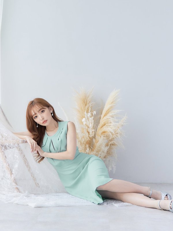 画像6: XS-Lサイズあり 【GINZA COUTURE/銀座クチュール】フリル/ ノースリーブ/ 膝丈/ ワンピース/ Aライン/ ミモレ丈/ キャバドレス[OF2]