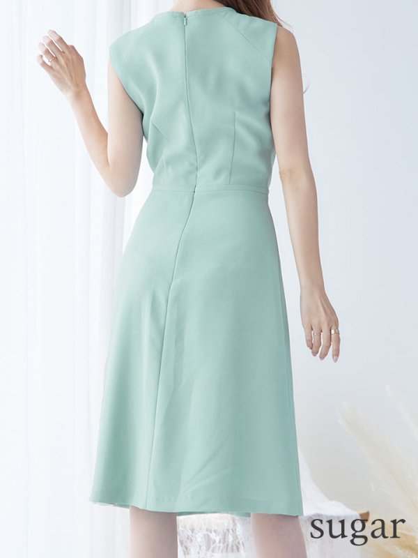 画像9: XS-Lサイズあり 【GINZA COUTURE/銀座クチュール】フリル/ ノースリーブ/ 膝丈/ ワンピース/ Aライン/ ミモレ丈/ キャバドレス[OF2]