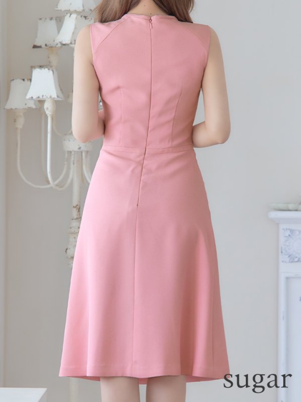 画像9: XS-Lサイズあり 【GINZA COUTURE/銀座クチュール】フリル/ ノースリーブ/ 膝丈/ ワンピース/ Aライン/ ミモレ丈/ キャバドレス[OF2]