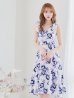 画像3: XS-Lサイズあり 【GINZA COUTURE/銀座クチュール】フラワープリント/ ショルダーリボン/ ノースリーブ/ ひざ丈/ フレア/ Aライン/ ワンピース/ ミディアムドレス/ キャバドレス[OF2]