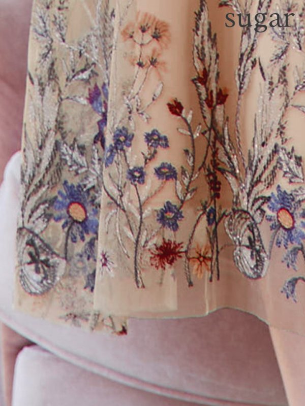 画像11: XS-Lサイズあり 【GINZA COUTURE/銀座クチュール】フラワー刺繍/ 半袖/ 袖あり/ ボートネック/ ミディアム丈/ 膝丈/ Aライン/ フレア/ ワンピース/ ミディアムドレス/ キャバドレス[OF2]