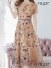 画像8: XS-Lサイズあり 【GINZA COUTURE/銀座クチュール】フラワー刺繍/ 半袖/ 袖あり/ ボートネック/ ミディアム丈/ 膝丈/ Aライン/ フレア/ ワンピース/ ミディアムドレス/ キャバドレス[OF2]