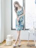 画像7: XS-Lサイズあり 【GINZA COUTURE/銀座クチュール】ヴィンテージフラワープリント/ スクエアネック/ ノースリーブ/ タイト/ 膝丈/ ミディアムドレス/ キャバドレス[OF2]