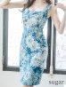 画像8: XS-Lサイズあり 【GINZA COUTURE/銀座クチュール】ヴィンテージフラワープリント/ スクエアネック/ ノースリーブ/ タイト/ 膝丈/ ミディアムドレス/ キャバドレス[OF2]