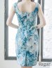 画像9: XS-Lサイズあり 【GINZA COUTURE/銀座クチュール】ヴィンテージフラワープリント/ スクエアネック/ ノースリーブ/ タイト/ 膝丈/ ミディアムドレス/ キャバドレス[OF2]