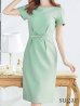 画像8: XS-Lサイズあり 【GINZA COUTURE/銀座クチュール】ワンカラー/ 半袖/ ウエストリボン/ シンプル/ ミディアム丈/ 膝丈/ ワンピース/ ミニドレス/ キャバドレス[OF2]