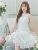 画像5: XS-Lサイズあり 【GINZA COUTURE/銀座クチュール】フラワーレース/ ワンカラー/ ノースリーブ/ ボートネック/ ウエストリボン/ ミディアム丈/ 膝丈/ Aライン/ フレア/ ワンピース/ ミディアムドレス/ キャバドレス[OF2]