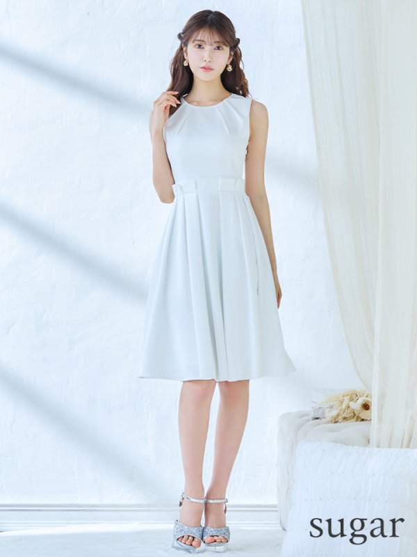 画像7: XS-Lサイズあり 【GINZA COUTURE/銀座クチュール】ワンカラー/ タック/ ノースリーブ/ プリーツ/ フレア/ ミディアム丈/ ワンピース/ ミディアムドレス/ キャバドレス[OF2]