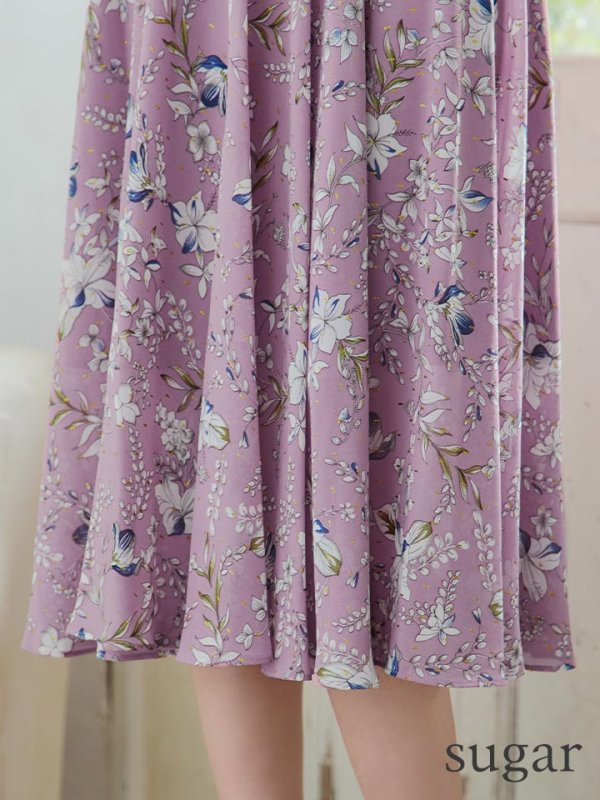 画像10: XS-Lサイズあり 【GINZA COUTURE/銀座クチュール】花柄/ リボン/ ハイネック/ ノースリーブ/ フリル/ フレア/ ミモレ丈/ ワンピース/ ミディアムドレス/ キャバドレス[OF2]