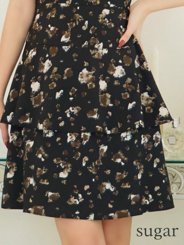 画像22: XS-Lサイズあり 【GINZA COUTURE/銀座クチュール】プリント/ ハイネック/ ノースリーブ/ フリル/ Aライン/ ワンピース/ ミニドレス/ キャバドレス[OF2]