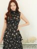 画像13: XS-Lサイズあり 【GINZA COUTURE/銀座クチュール】プリント/ ハイネック/ ノースリーブ/ フリル/ Aライン/ ワンピース/ ミニドレス/ キャバドレス[OF2]