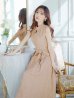 画像6: XS-Lサイズあり 【GINZA COUTURE/銀座クチュール】シンプル/ ワンカラー/ ノースリーブ/ ボタン/ ウエストリボン/ ミディアム丈/ 膝丈/ Aライン/ フレア/ ワンピース/ ミディアムドレス/ キャバドレス[OF2]