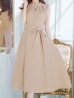 画像8: XS-Lサイズあり 【GINZA COUTURE/銀座クチュール】シンプル/ ワンカラー/ ノースリーブ/ ボタン/ ウエストリボン/ ミディアム丈/ 膝丈/ Aライン/ フレア/ ワンピース/ ミディアムドレス/ キャバドレス[OF2]
