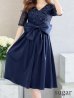 画像9: XS-Lサイズあり 【GINZA COUTURE/銀座クチュール】ワンカラー/ レース/ ウエストリボン/ 半袖/ 袖あり/ Aライン/ ミディアム丈/ ワンピース/ キャバドレス[OF2]