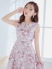 画像5: XS-Lサイズあり 【GINZA COUTURE/銀座クチュール】フラワープリント/ ノースリーブ/ ハイウエスト/ Aライン/ ミディアム丈/ 膝丈/ フレア/ ワンピース / キャバドレス[OF2]