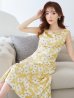 画像6: 【XSサイズあり】 【GINZA COUTURE/銀座クチュール】ワンピース/ フラワープリント/ ノースリーブ/ Aライン/ フレア/ ミモレ丈/ ミディアムドレス/ キャバドレス[OF2]