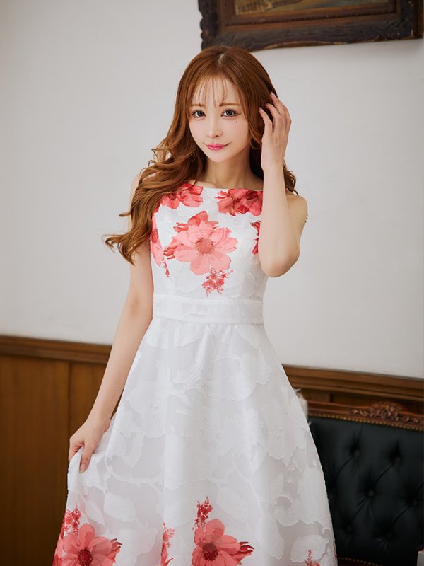 画像8: XS-Lサイズあり 【GINZA COUTURE/銀座クチュール】フラワープリント/ ノースリーブ/ フレア/ Aライン/ ロングドレス/ キャバドレスlong[OF2]