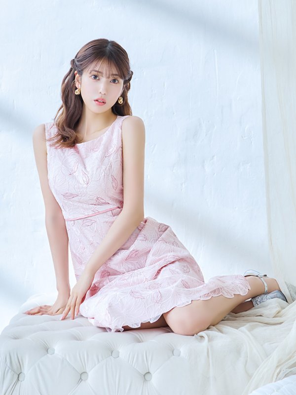 画像5: XS-Lサイズあり 【GINZA COUTURE/銀座クチュール】フラワーレース/ ノースリーブ/ Aライン/ フレア/ ミディアム丈/ ワンピース/ ミディアムドレス/ キャバドレス[OF2]