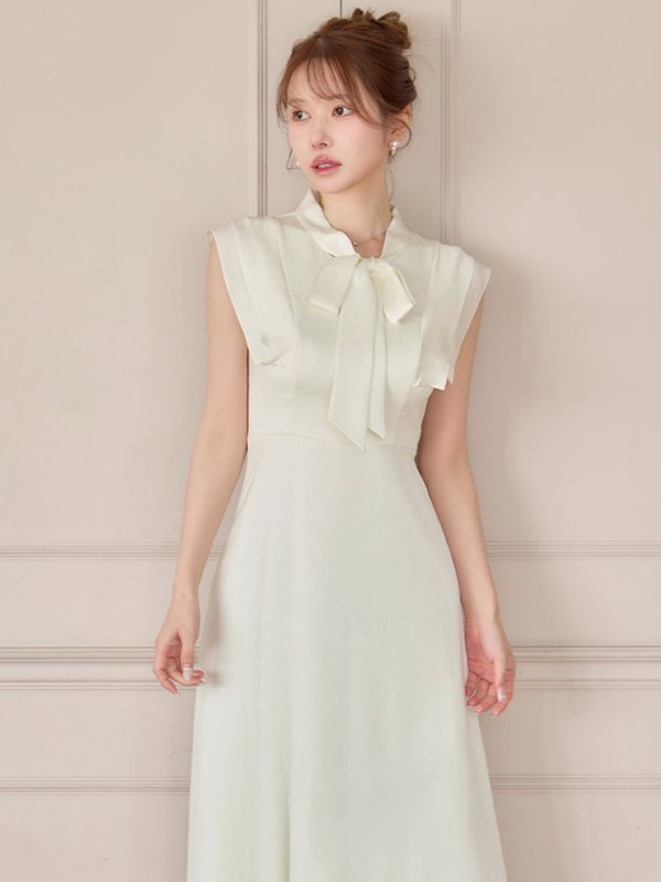 画像2: XS-Lサイズあり 【GINZA COUTURE/銀座クチュール】ネックリボン/ ノースリーブ/ ミモレ丈/ フレア/ Aライン/ ワンピース/ ミディアムドレス/ キャバドレス[OF2]