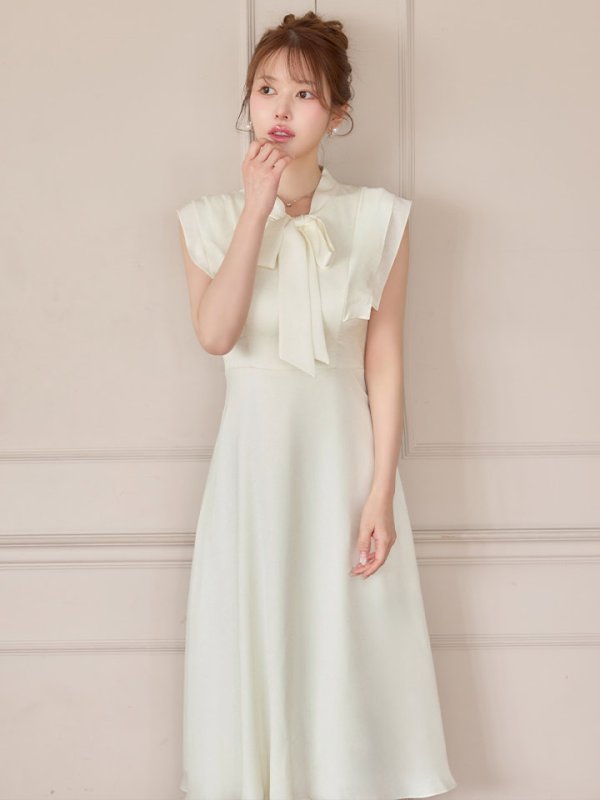 画像6: XS-Lサイズあり 【GINZA COUTURE/銀座クチュール】ネックリボン/ ノースリーブ/ ミモレ丈/ フレア/ Aライン/ ワンピース/ ミディアムドレス/ キャバドレス[OF2]