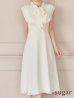 画像8: XS-Lサイズあり 【GINZA COUTURE/銀座クチュール】ネックリボン/ ノースリーブ/ ミモレ丈/ フレア/ Aライン/ ワンピース/ ミディアムドレス/ キャバドレス[OF2] (8)