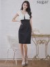 画像7: XS-Lサイズあり 【GINZA COUTURE/銀座クチュール】バイカラー/ フリル/ ノースリーブ/ タイト/ 膝丈/ ミディアムドレス/ キャバドレス[OF2]