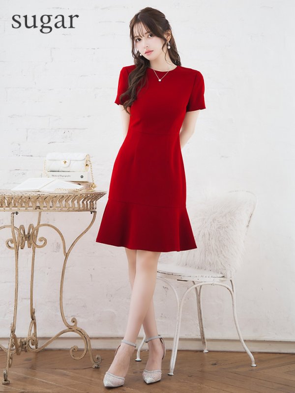 画像7: XS-Lサイズあり 【GINZA COUTURE/銀座クチュール】マーメイド/裾フリル/半袖/ フレア/ 膝丈/ワンピース/ ミディアムドレス/ キャバドレス[OF2]