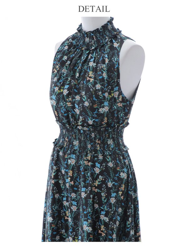 画像12: 【GINZA COUTURE/銀座クチュール】フラワープリント/ ハイネック/ ノースリーブ/ Aライン/ ロングドレス / キャバドレス long[OF2]