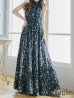 画像8: 【GINZA COUTURE/銀座クチュール】フラワープリント/ ハイネック/ ノースリーブ/ Aライン/ ロングドレス / キャバドレス long[OF2]