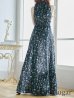 画像9: 【GINZA COUTURE/銀座クチュール】フラワープリント/ ハイネック/ ノースリーブ/ Aライン/ ロングドレス / キャバドレス long[OF2]