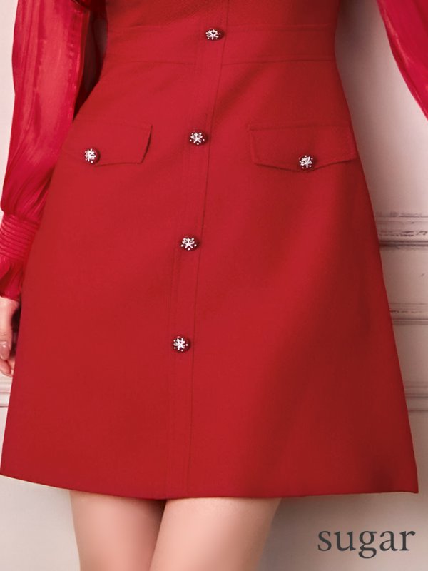 ワインレッド　モデル：ゆめ　身長：160cm　着用サイズ：7号(Sサイズ)