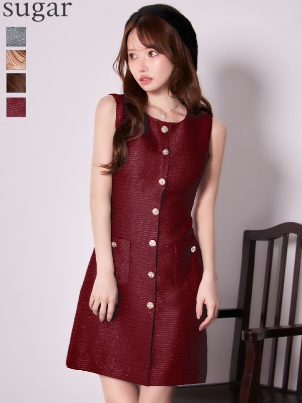 ワインレッド　モデル：ゆめ　身長：160cm　着用サイズ：7号(Sサイズ)