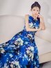 ブルー　モデル：まおちゃる　身長：158cm　着用サイズ：7号(Sサイズ)