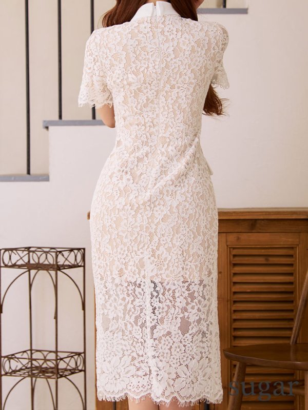 ホワイト モデル：真優川咲　身長：158cm　着用サイズ：7号(Sサイズ)