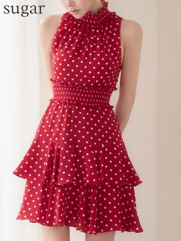 レッド×ホワイト　モデル：ゆめ　身長：160cm　着用サイズ：7号(Sサイズ)