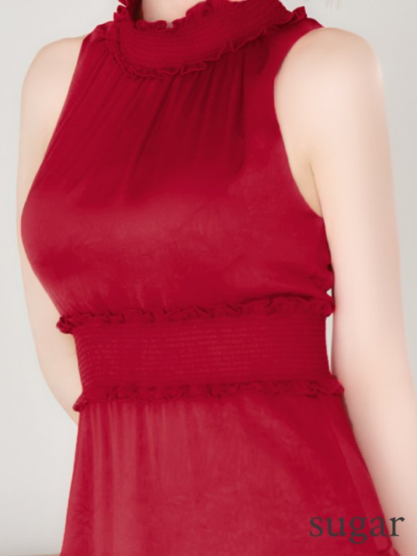 レッド　モデル：れみれみ　身長：163cm　着用サイズ：7号(Sサイズ)