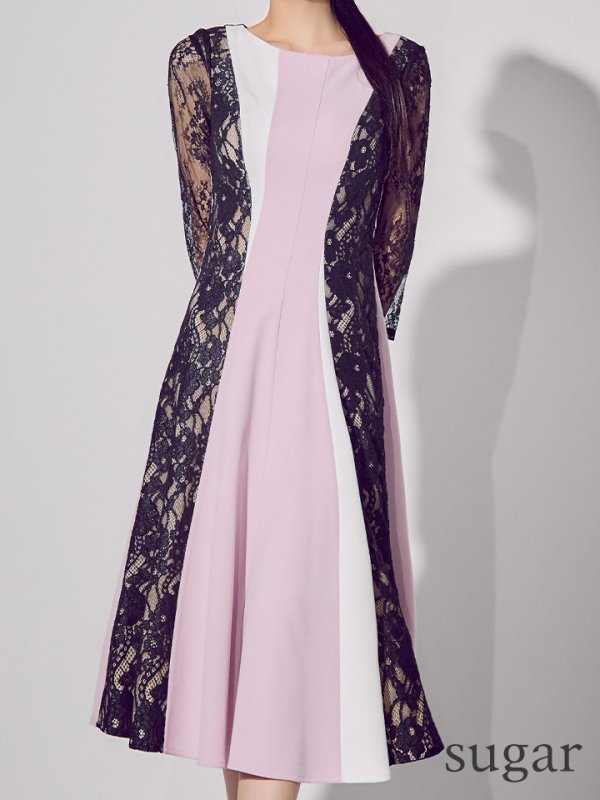 パープルxブラック モデル：まおちゃる　身長：158cm 着用サイズ：7号(Sサイズ)