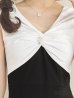 画像10: XS-Lサイズあり 【GINZA COUTURE/銀座クチュール】バイカラー/ バストギャザー/ Vネック/ バックスリット/ ストレッチ/ シンプル/ ノースリーブ/ タイト/ 膝丈/ ミディアムドレス/ キャバドレス[OF2] (10)