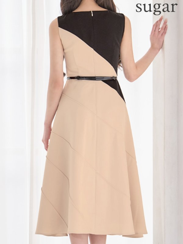 ブラックxベージュ　モデル：せいは　身長：160cm　着用サイズ：7号(Sサイズ)