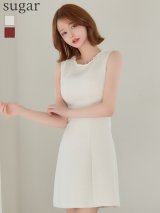 XS-Lサイズあり 【GINZA COUTURE/銀座クチュール】ツイード/ ノースリーブ/ シンプル/ フレア/ Aライン/ ミニドレス/ キャバドレス[OF2]