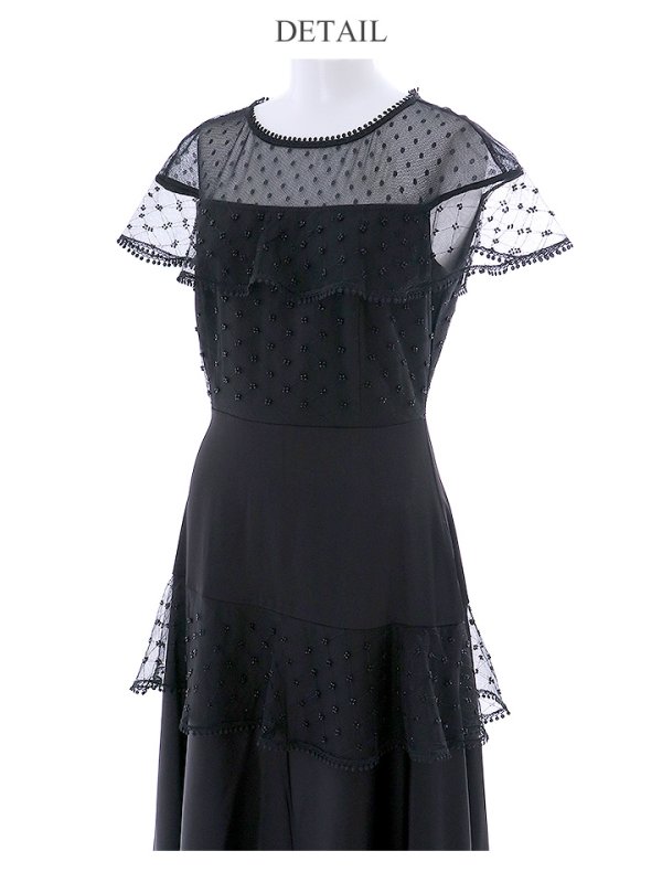 画像22: 【GINZA COUTURE/銀座クチュール】ドットレース/ 刺繍レース/ シアー/ ケープ/ ボレロ/ ドッキング/ フレア/ ミモレ丈/ ワンピース/ ミディアムドレス/ キャバドレス[OF2]