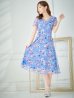 画像4: XS-Lサイズあり 【GINZA COUTURE/銀座クチュール】フラワープリント/ 刺繍/ 袖あり/ 半袖/ チュール/ Aライン/ フレア/ ミモレ丈/ ワンピース/ ミディアムドレス/ キャバドレス[OF2]