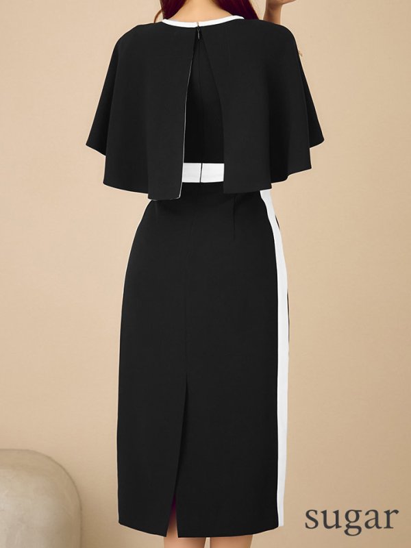 ブラックxホワイト　モデル：真優川咲　身長：158cm　着用サイズ：7号(Sサイズ)