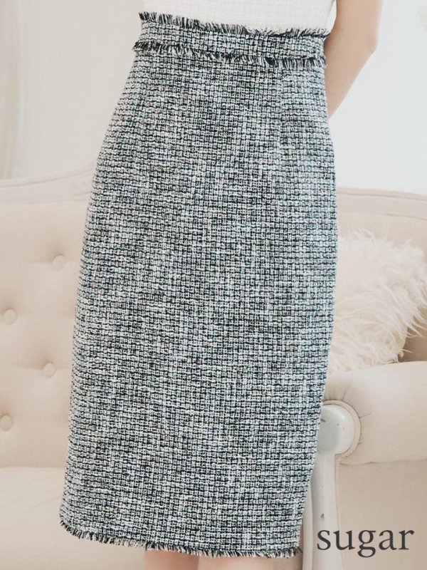 画像11: XS-Lサイズあり 【GINZA COUTURE/銀座クチュール】バイカラー/ 切替/ ツイード/ ノースリーブ/ タイト/ 膝丈/ ミディアムドレス/ キャバドレス[OF2]