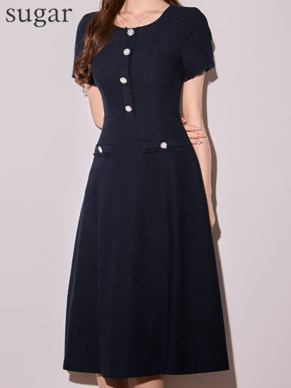 ネイビー　モデル：ゆめ　身長：160cm　着用サイズ：7号(Sサイズ)