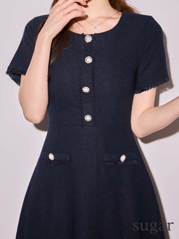 ネイビー　モデル：ゆめ　身長：160cm　着用サイズ：7号(Sサイズ)