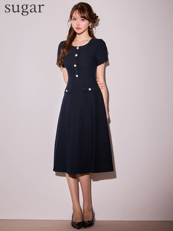 ネイビー　モデル：ゆめ　身長：160cm　着用サイズ：7号(Sサイズ)