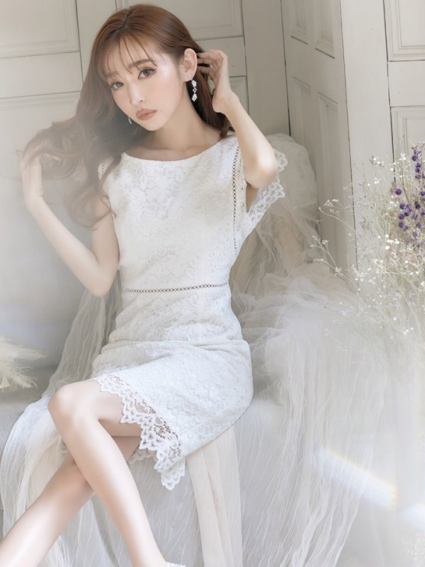 画像2: 【GINZA COUTURE/銀座クチュール】総レース/ ノースリーブ/ ミディアム丈/ タイト/ ワンピースドレス/ キャバドレス[OF2]