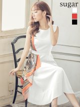 【GINZA COUTURE/銀座クチュール】スカーフプリント/ 膝丈/ Aライン/ ワンピース/ ミニドレス/ キャバドレス[OF2]