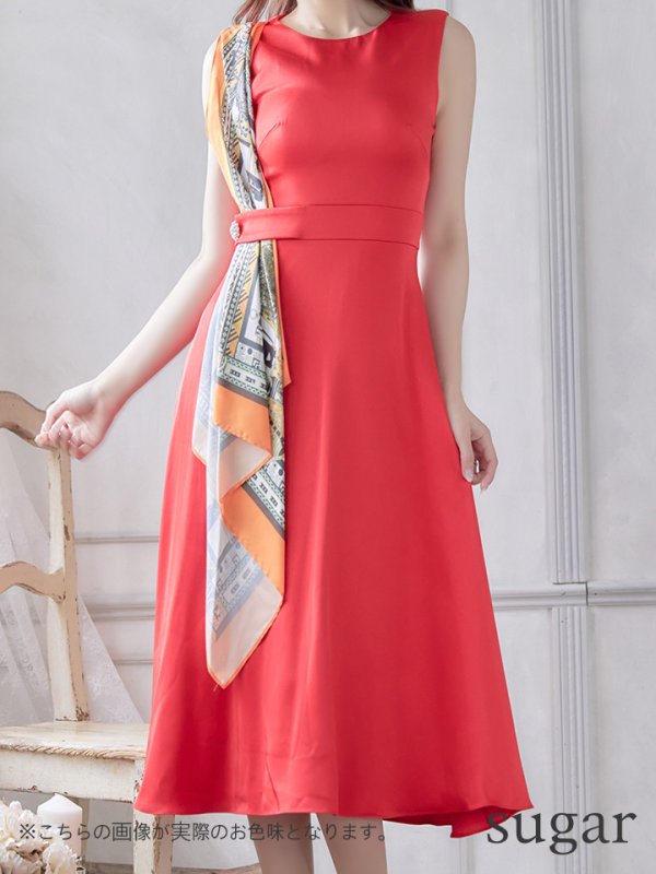 画像5: 【GINZA COUTURE/銀座クチュール】スカーフプリント/ 膝丈/ Aライン/ ワンピース/ ミニドレス/ キャバドレス[OF2]